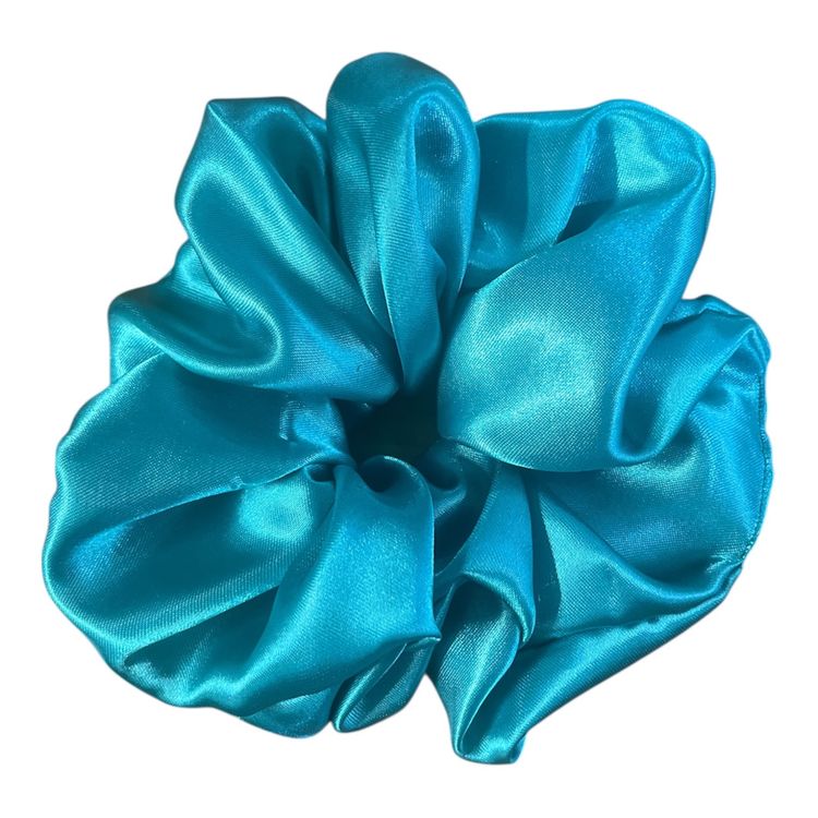 Blue Satin Scrunchie